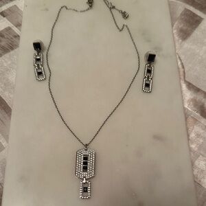 Swarovski Silver and Black Necklace Set